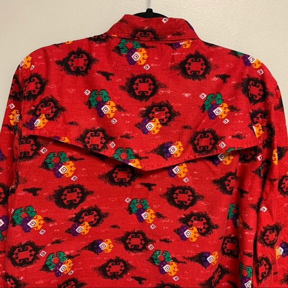 Vintage Western Aztec Red Printed Button Down - Picture 4 of 8
